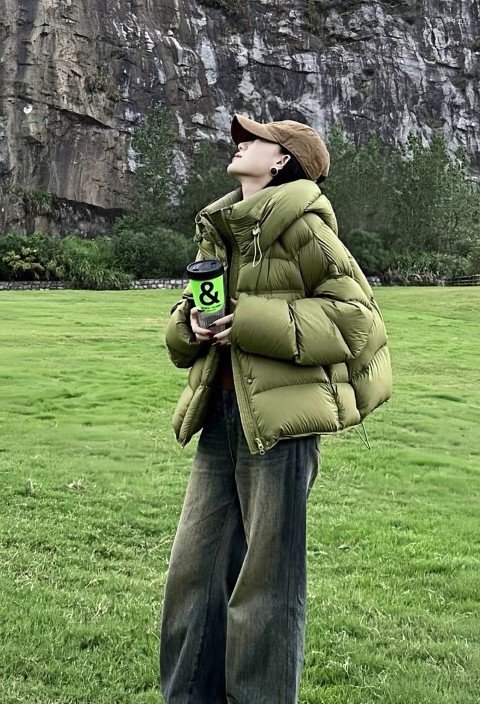 アウター コート フェイクダウン フード付き 長袖 防寒 シンプル カジュアル XL ベージュ拍卖