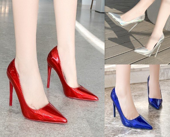 ハイヒールシューズ オフィス とんがりトゥ ピンヒール シンプル 【42】25.5~26cm パープル拍卖