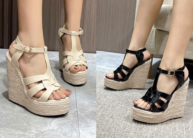 【高品質】全2色 ウエッジソールサンダル ミュール 厚底 無地 sweet系 43 ブラック拍卖