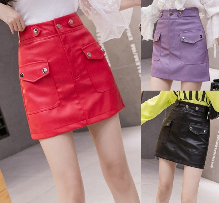 ミニスカート ショートスカート ボトムス タイト シンプル カジュアル かわいい レディース S レッド拍卖