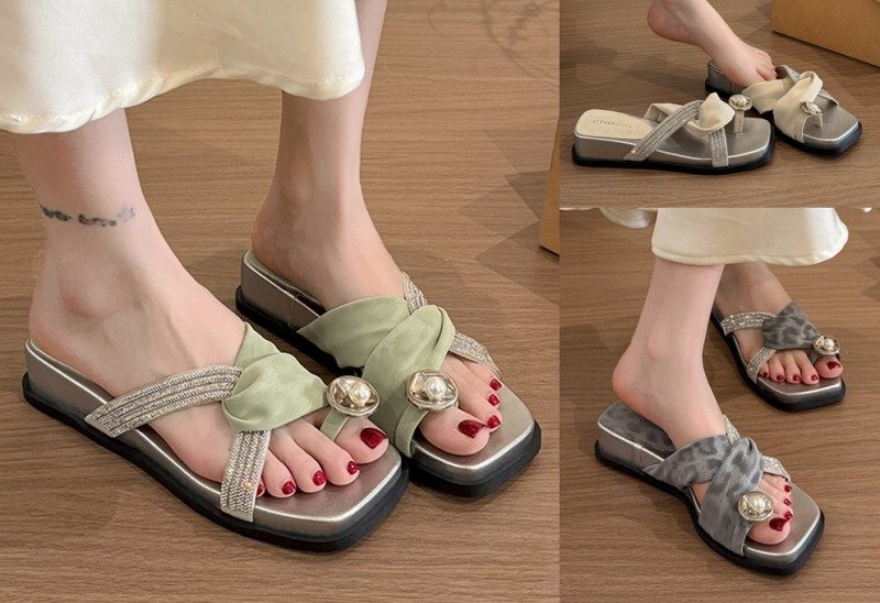 ビーチサンダル ミュール 切り替え バイカラー シンプル 【36】22.5~23cm グリーン拍卖