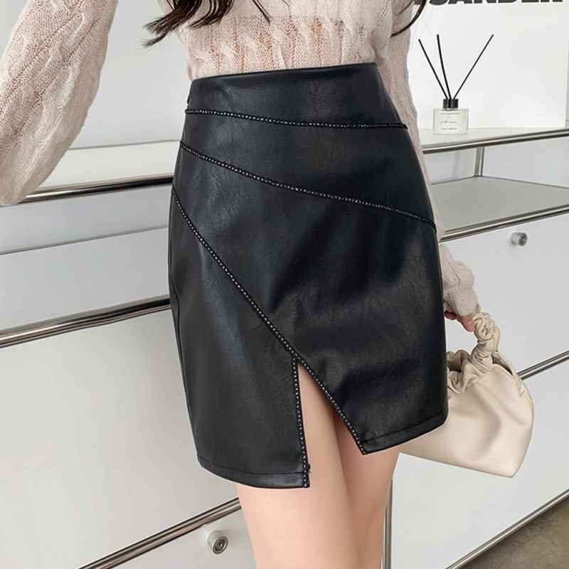 レザーミニスカート タイト美脚レディース XL ブラック拍卖