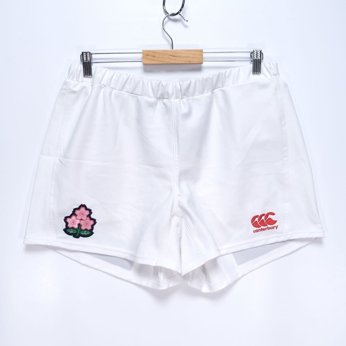 【送料無料】CANTERBURY(カンタベリー)/ラグビー日本代表 ショーツ/ショートパンツ/R23672JP/スポンサー プリント/ホワイト/5Lサイズ拍卖