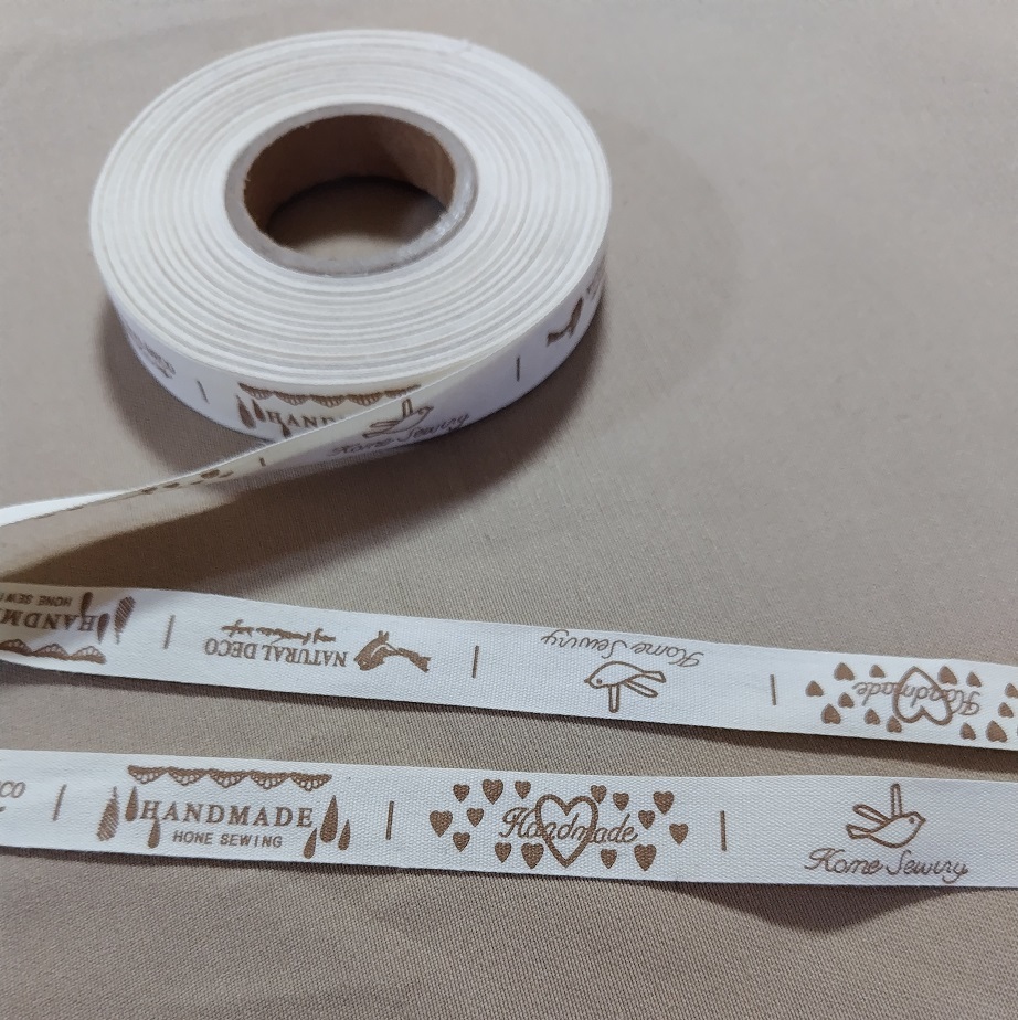 綿テープ スタンプ タグ リボン 幅1.5cmx10m巻   DIY 手芸材料 生成りNo.1拍卖