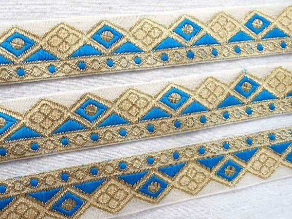 即決 ! 0.5mより チロリアンテープ 水色 ☆アラビアン☆レース 手芸 インド刺繍リボン拍卖