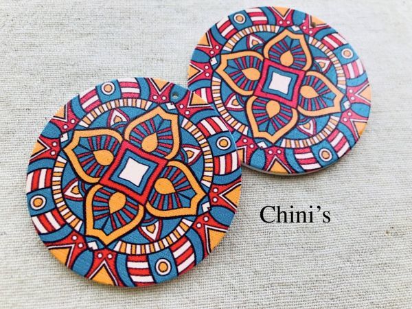 SALE! 1個より エスニックBig ウッドチャーム オレンジ★素材 ハンドメイド拍卖