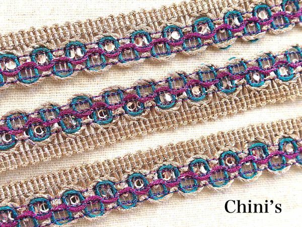 即決 !0.5mより スパンコールブレード トリム テープ☆アラビアン☆レース 手芸 インド刺繍リボン拍卖