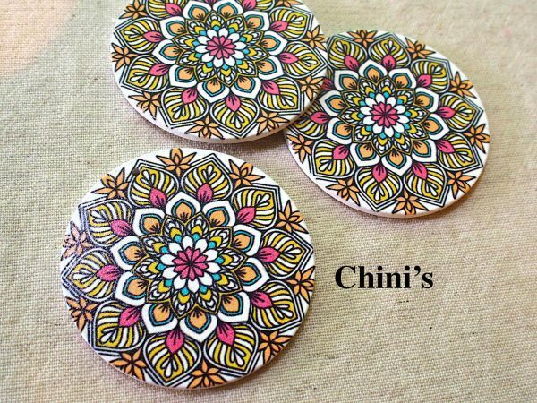 SALE! 1個より エスニックBig ウッドチャーム ピンク★素材 ハンドメイド拍卖