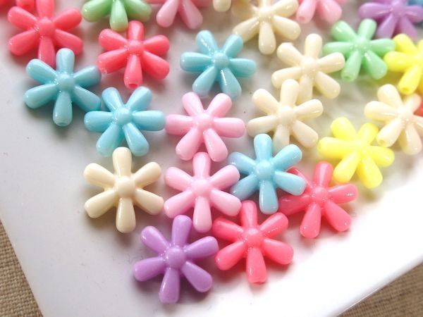 即決! 200個 穴有 デイジービーズ ミックスカラー★アクリル パーツ ハンドメイド アクセサリー 資材拍卖