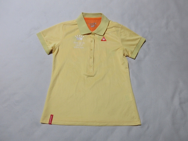 A-160★lecoq GOLF(ルコック)QGL1867♪イエロー/さくらコレクション 半袖ポロシャツ(L)★拍卖