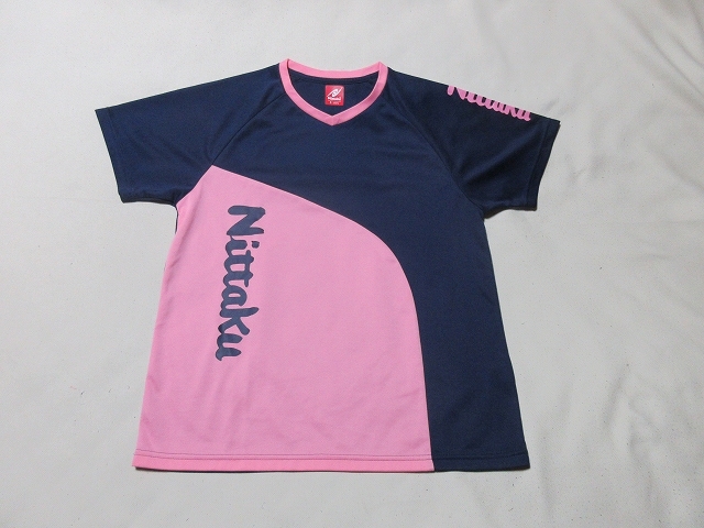 A-257★Nittaku(ニッタク)♪紺xピンク/半袖プラクティスシャツ(S)★拍卖