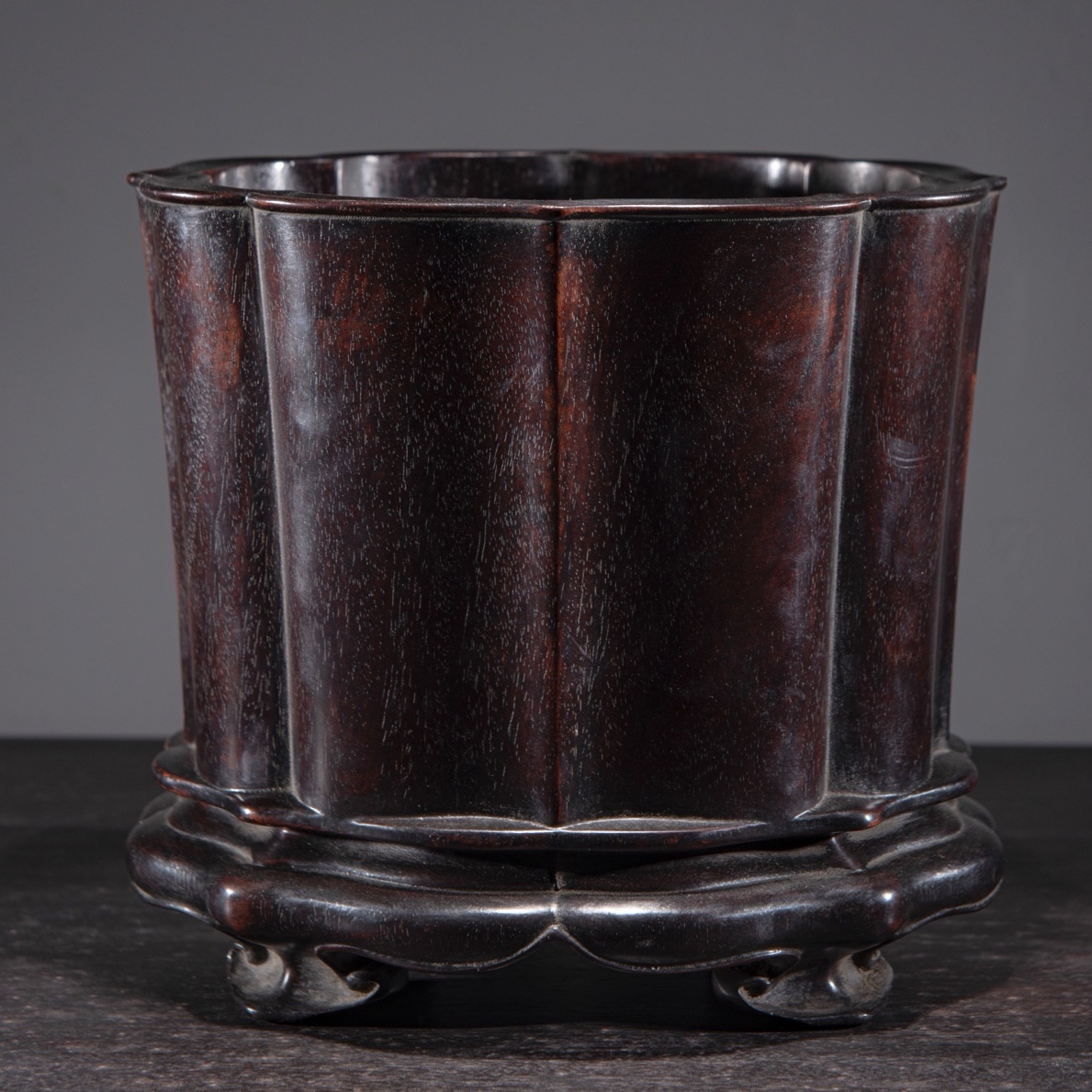 唐物 清 紫檀木 筆立て 筆道具 文房具 木製 極細工 中国古玩 骨董品 古美味 D610拍卖