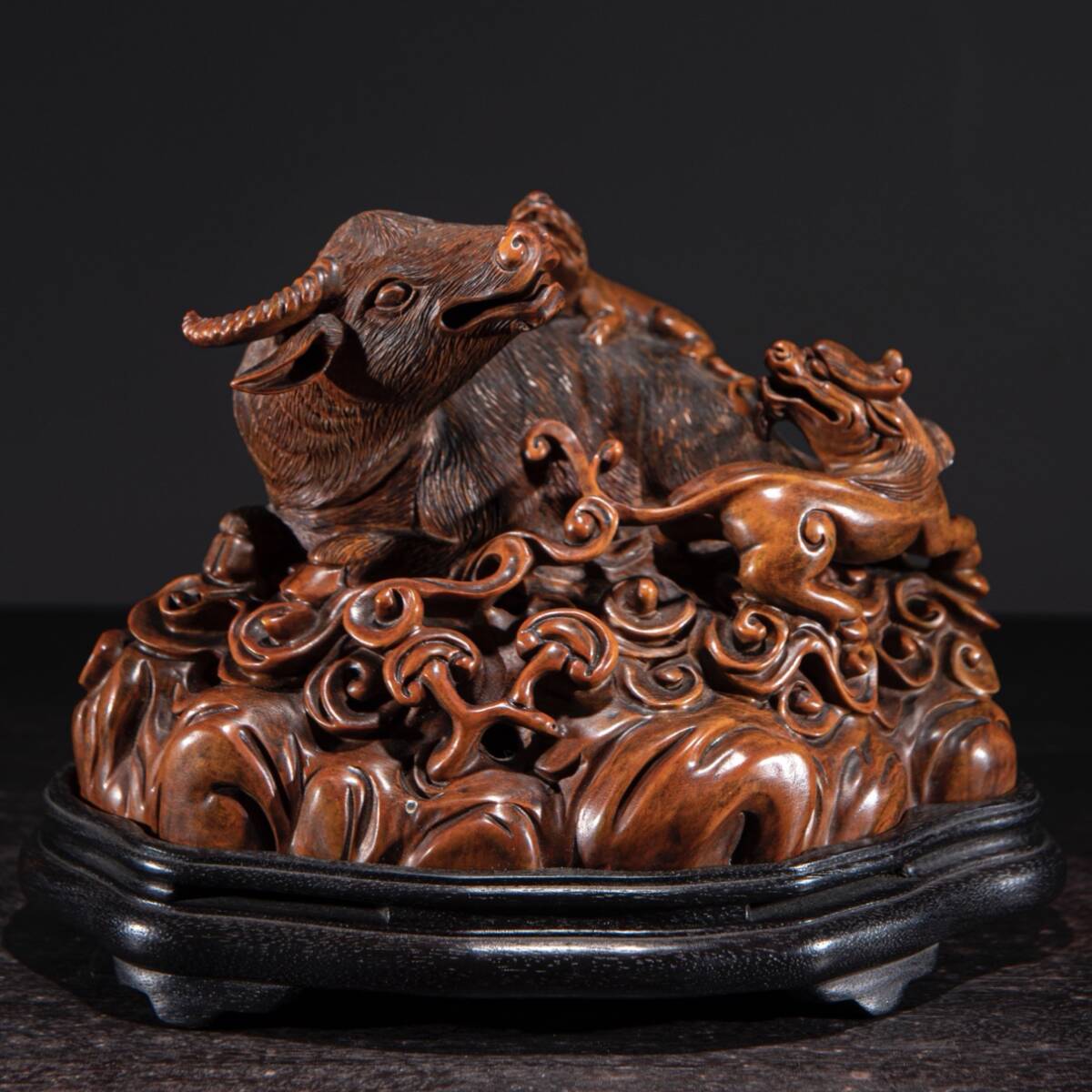 唐物 清 木材細密彫 黄楊木 望子成龍 香炉 木製 極細工 中国古玩 骨董品 古美味 D610拍卖