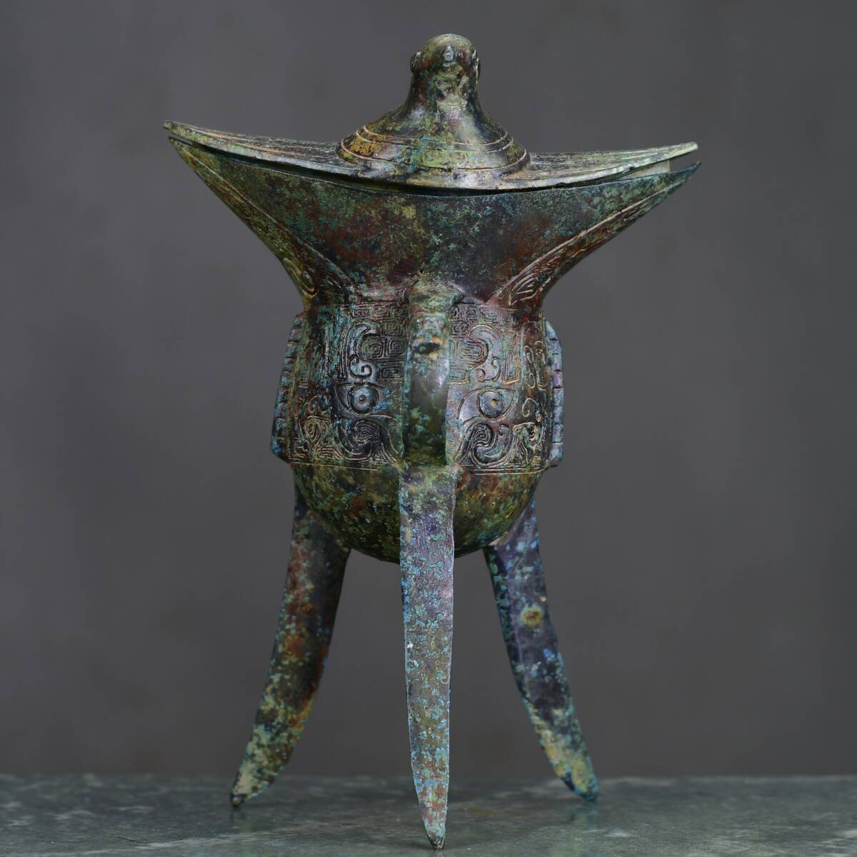 唐物 商代 青銅 燕子酒爵 銅製 銅器 極細工 古美術品 中国古玩 骨董品 D610拍卖