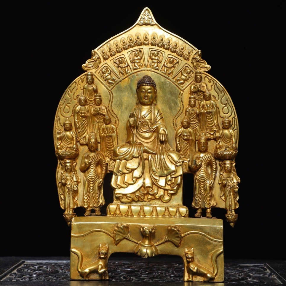 唐物 清 銅塗金【北魏仏】仏像 奉納されていた 供養品 銅製 銅器 極細工 古美術品 中国古玩 骨董品 D610拍卖