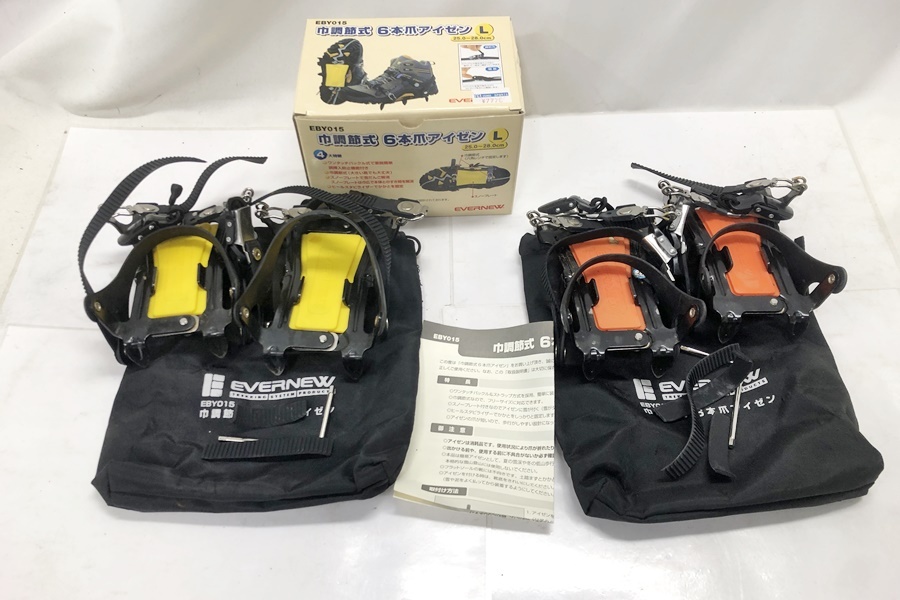 【送料無料】東京)◇EVERNEW エバニュー 巾調節式6本爪アイゼン EBY015 S L 2点 現状品拍卖
