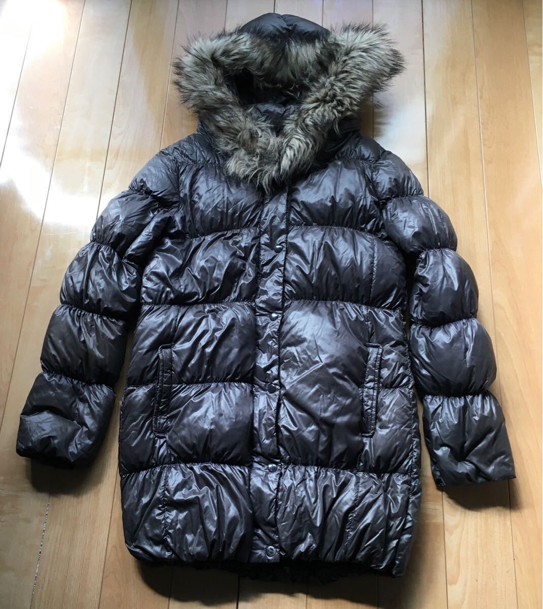 ギャップ ロングダウンジャケット 593-6-58 レディース M グレー ナイロン100%拍卖