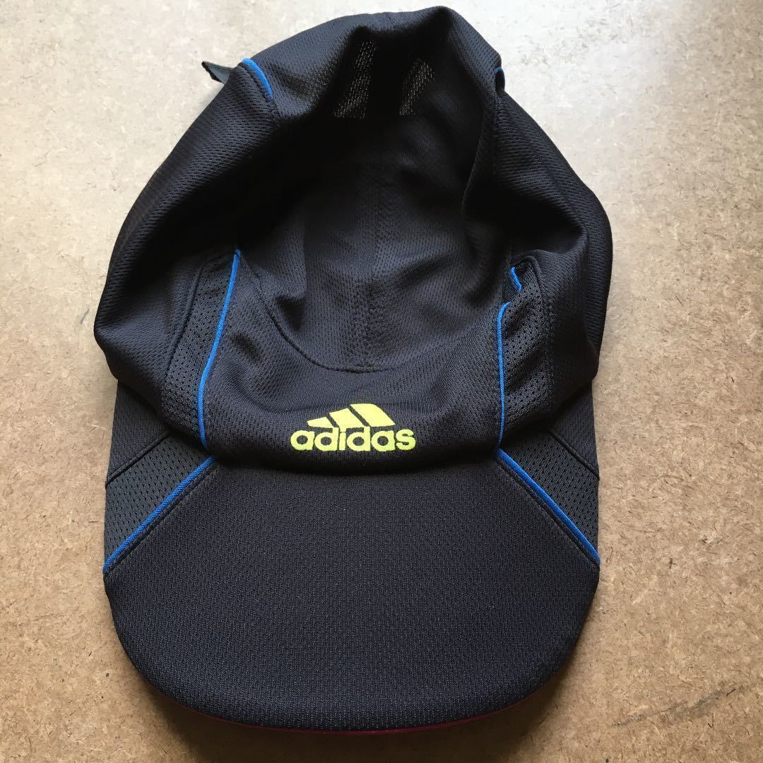 adidas アディダス メッシュ 帽子 黒 57~60cm フリーサイズ ポリエステル100% サイズ調整拍卖
