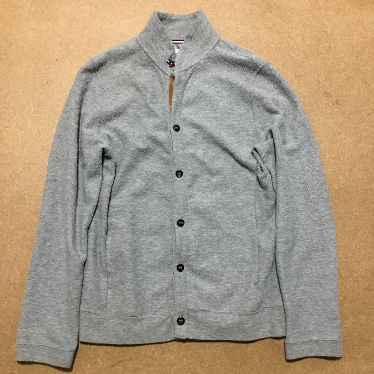 SHIPS シップス カーディガン コットン100% トリコロールカラー グレー Sサイズ拍卖