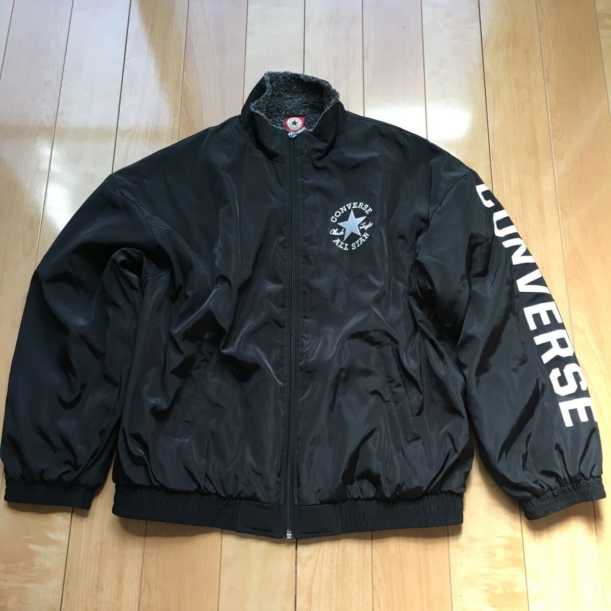 コンバース 裏ボアジャケット 183-1-9 レディース L ブラック 袖ロゴ スニーカー拍卖