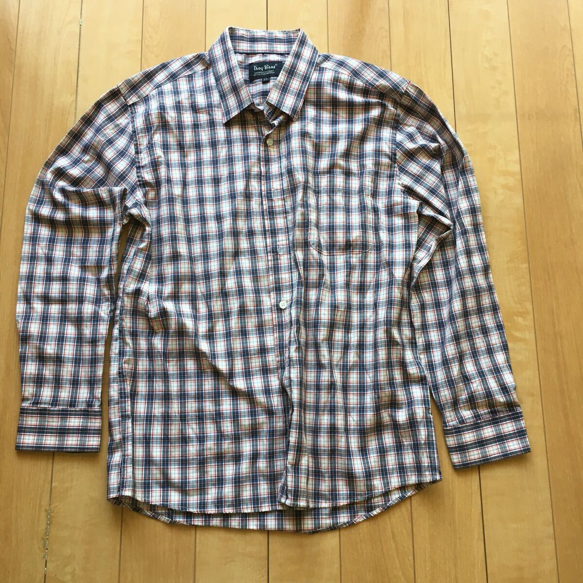 トロイブロス チェックシャツ 236-1-33 メンズ LL ホワイト ネイビー拍卖
