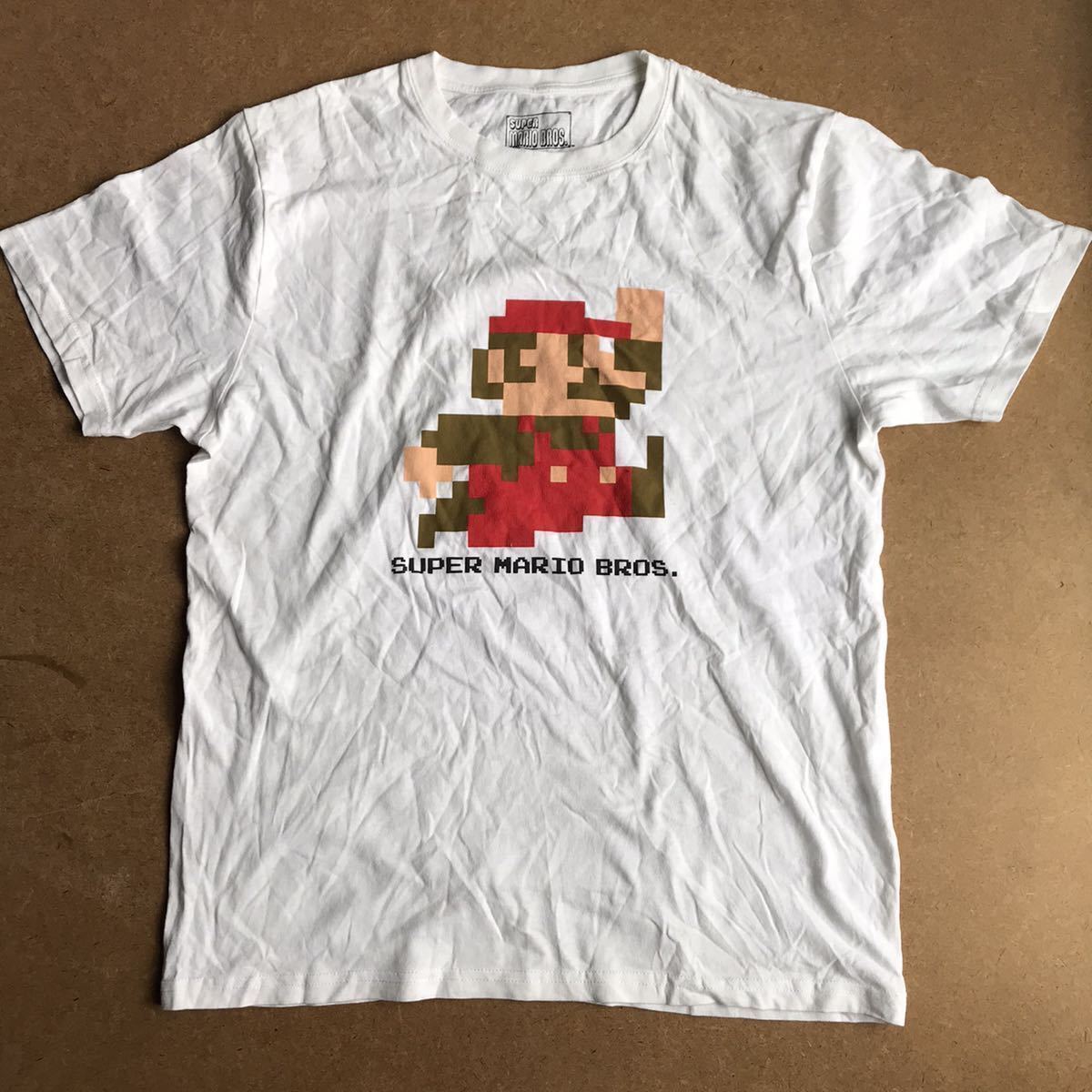 SUPER MARIO BROS. マリオ ドット絵 ホワイト Tシャツ ゲーム ノベルティ バンダイ スーパーマリオブラザーズ 海外発送対応拍卖