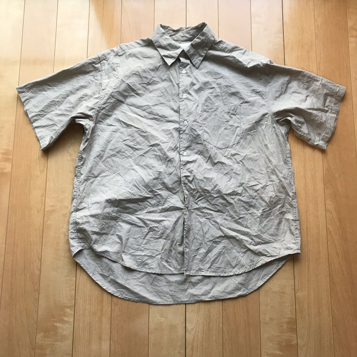 モノマート コットンシャツ 124-1-317 メンズ L ベージュ拍卖