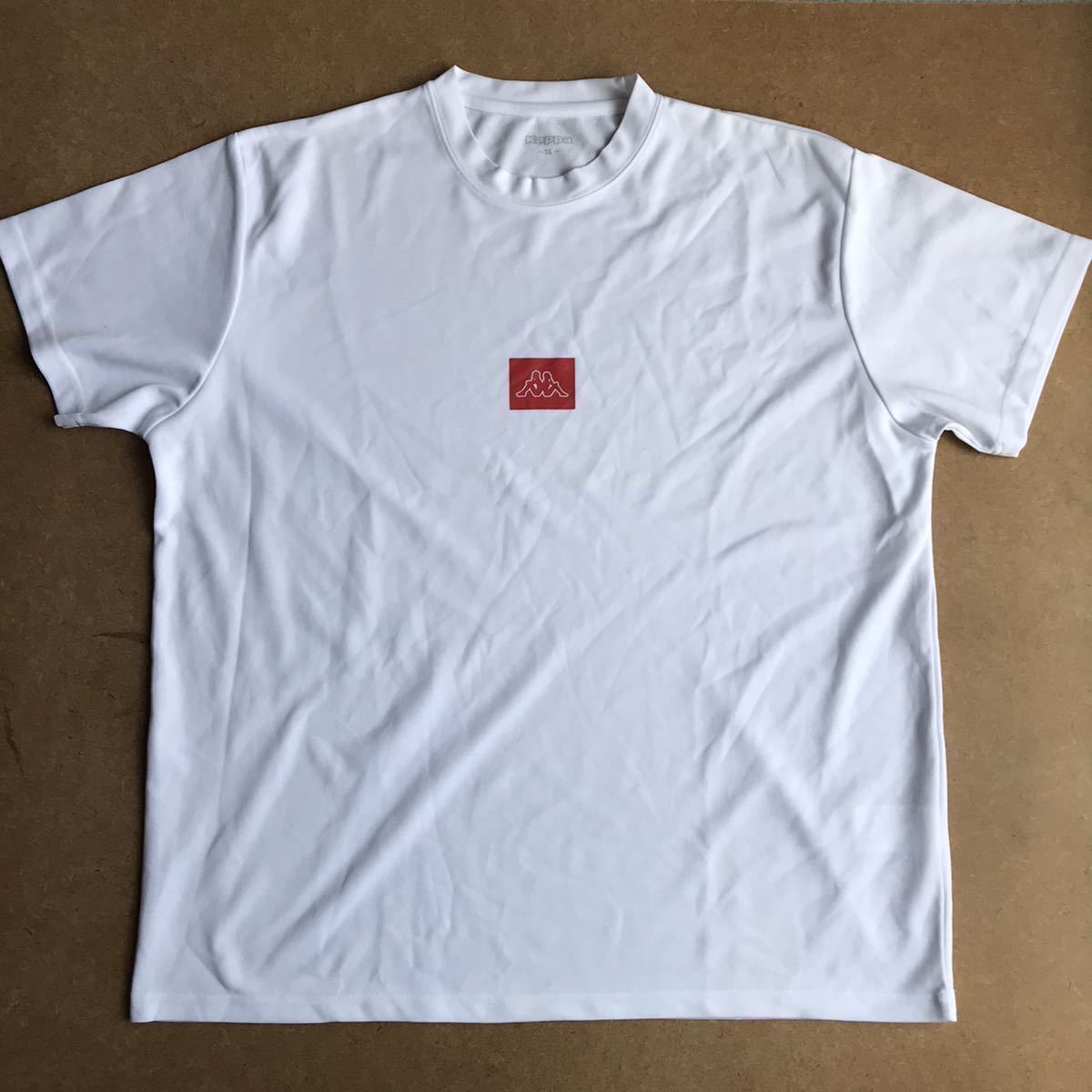 美品 Kappa ロゴメッシュTシャツ ホワイト×レッド拍卖