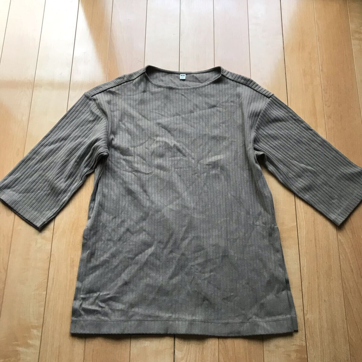 ユニクロ ワイドリブリラックスチュニック 定価1500円+税 178-1-16 レディース S カーキ拍卖