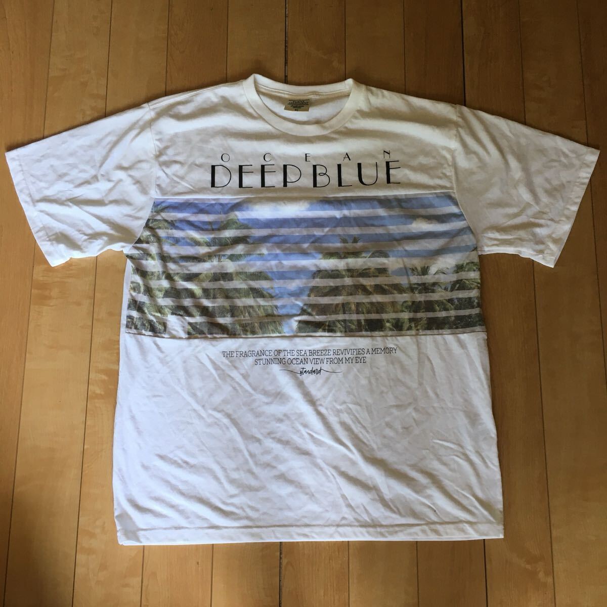 サニーアパートメント クルーネックTシャツ 231-1-95 メンズ 3L ホワイト ヤシの木拍卖