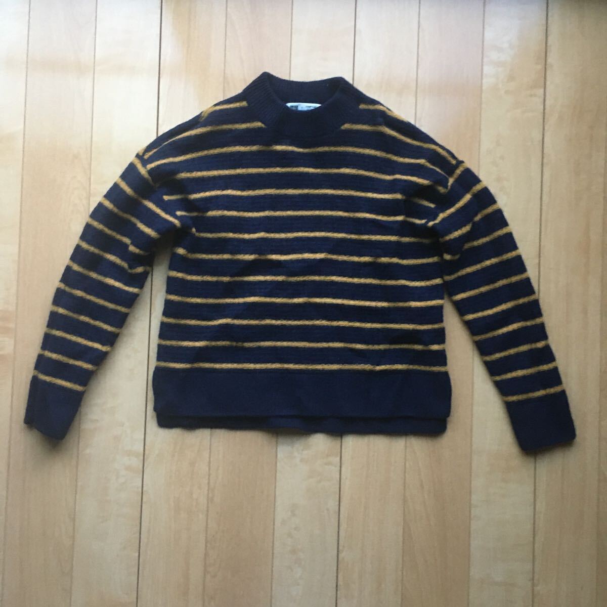 ユニクロ×コントワーデコトニエ プレミアムラムボーダークルーネックセーター 定価3990円+税 521-1-403 レディース L拍卖