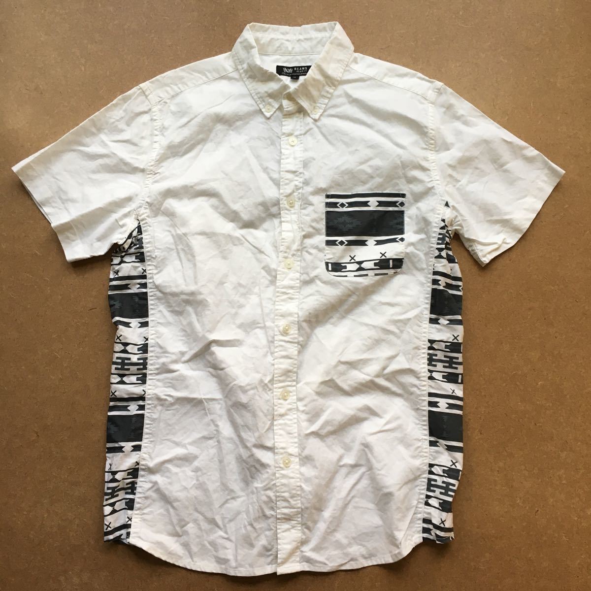BEAMS HEART ビームス ハート ポケットシャツ コットン100% 白 黒拍卖