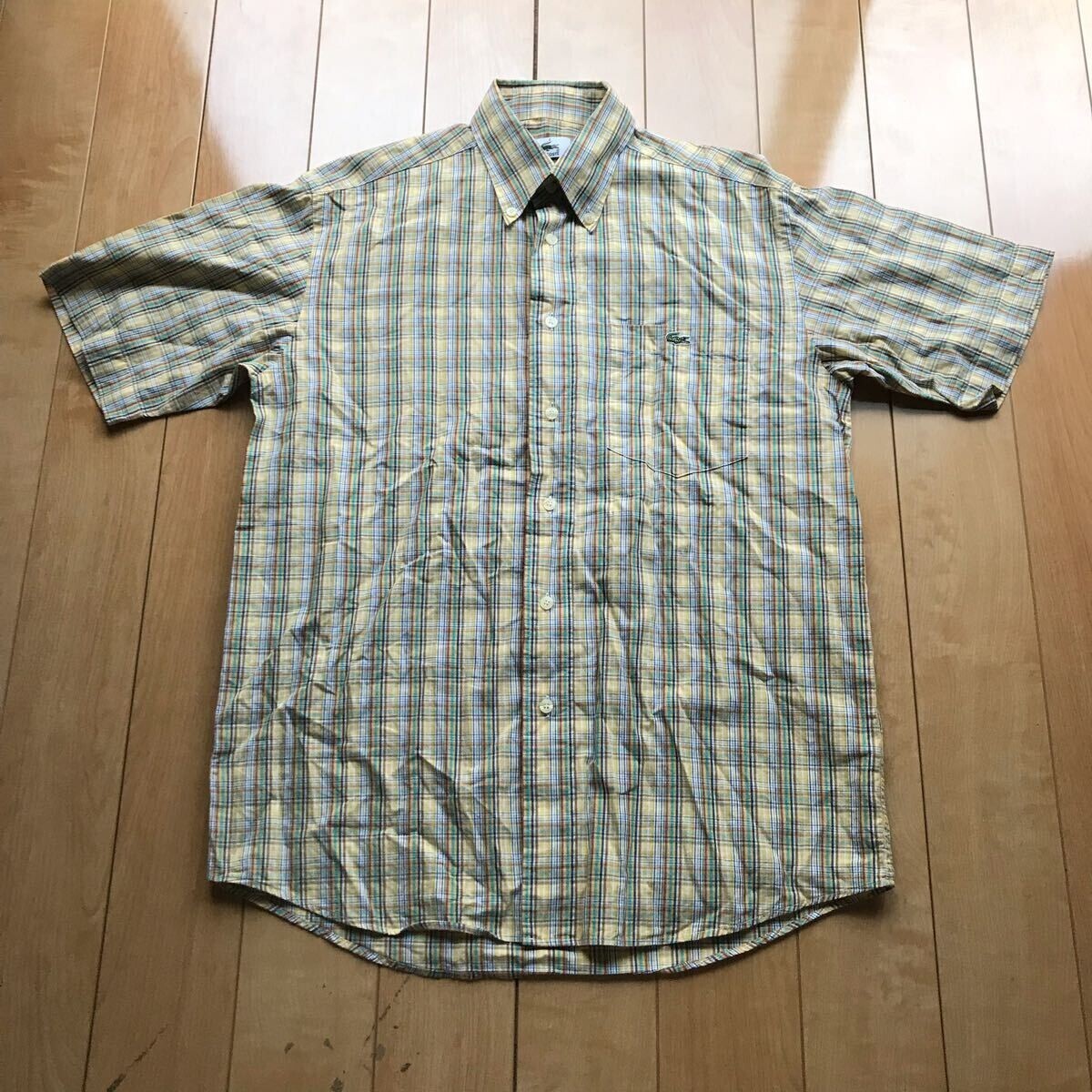 ラコステ チェックシャツ 106-1-313 メンズ 2 イエロー グリーン ネイビー レッド ホワイト 緑ワニ拍卖