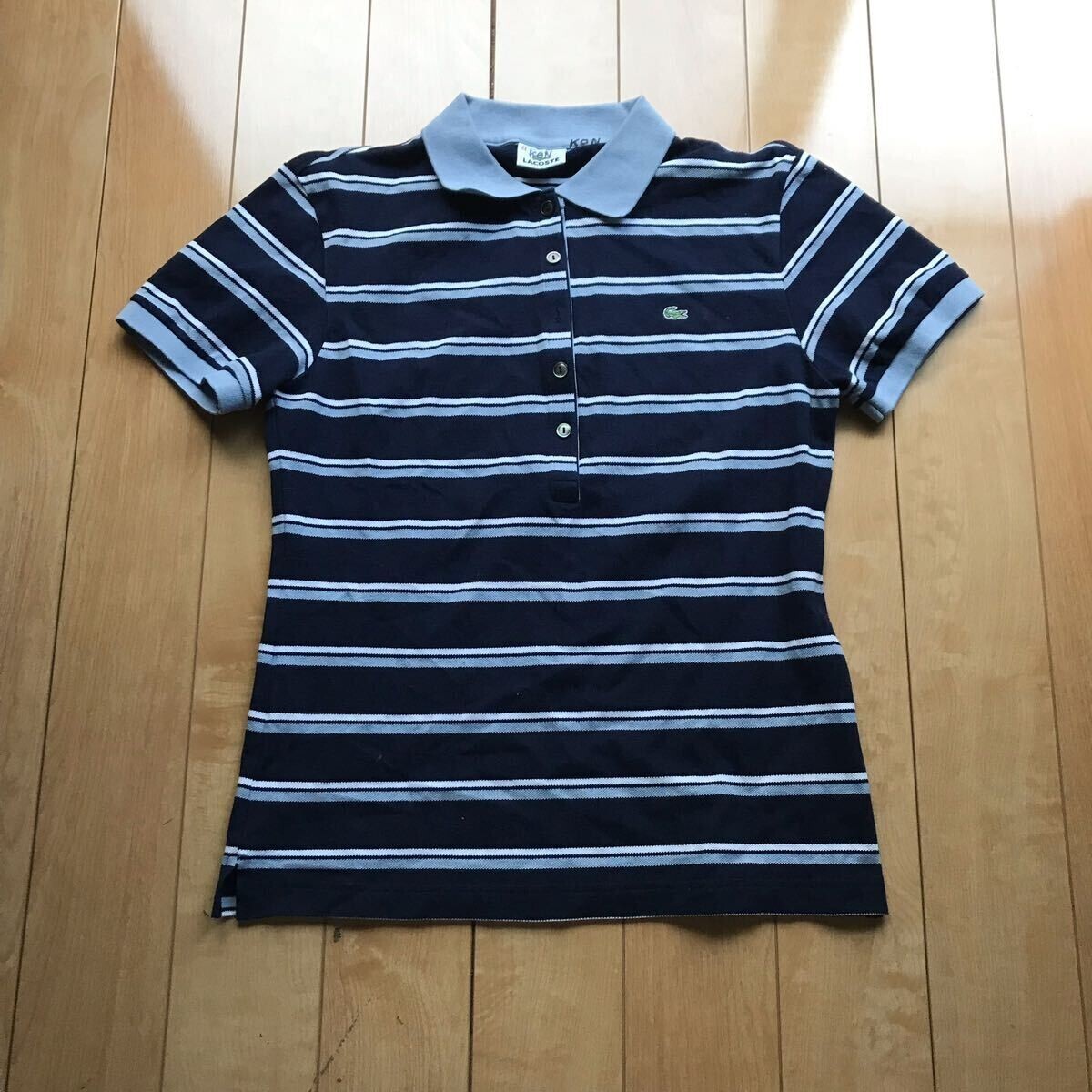 ラコステ ボーダーポロシャツ 日本製 106-1-307 レディース ネイビー グレー 緑ワニ拍卖