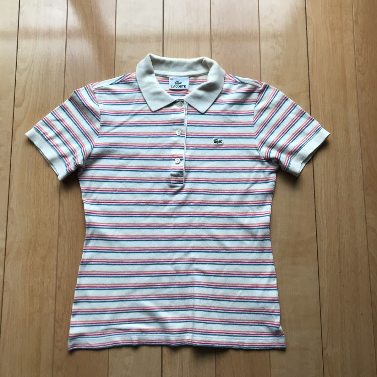ラコステ ポロシャツ 126-1-398 レディース 40 ボーダー 緑ワニ拍卖