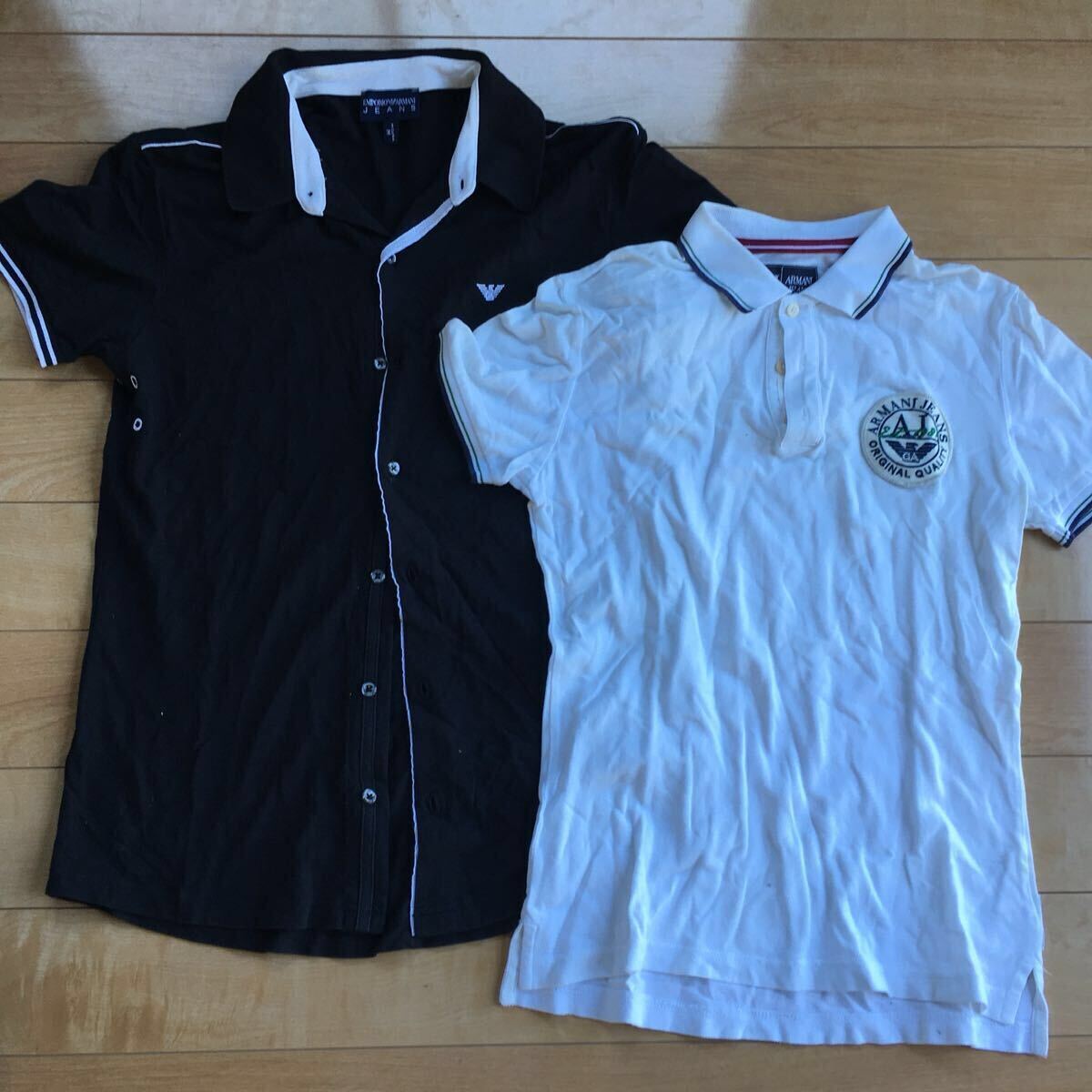 アルマーニジーンズ シャツ2枚セット 228-1-103 メンズ M ブラック S ホワイト拍卖