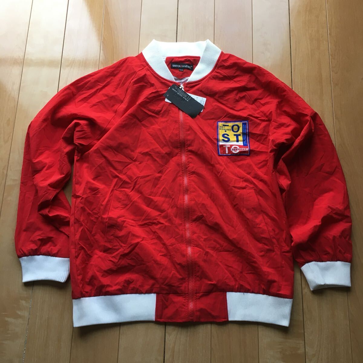 タグつき SHITOUJIANZIBU ジップアップブルゾン 196-1-27 メンズ 180/84 レッド拍卖