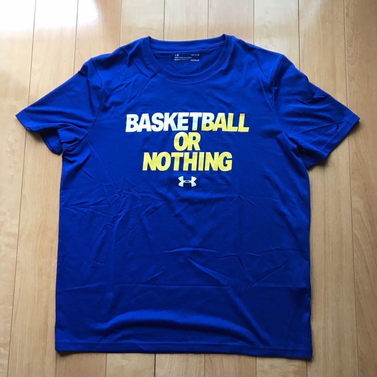 アンダーアーマー バスケットボール 英字 Tシャツ ヒートギア under armor ブルー イエロー LG拍卖