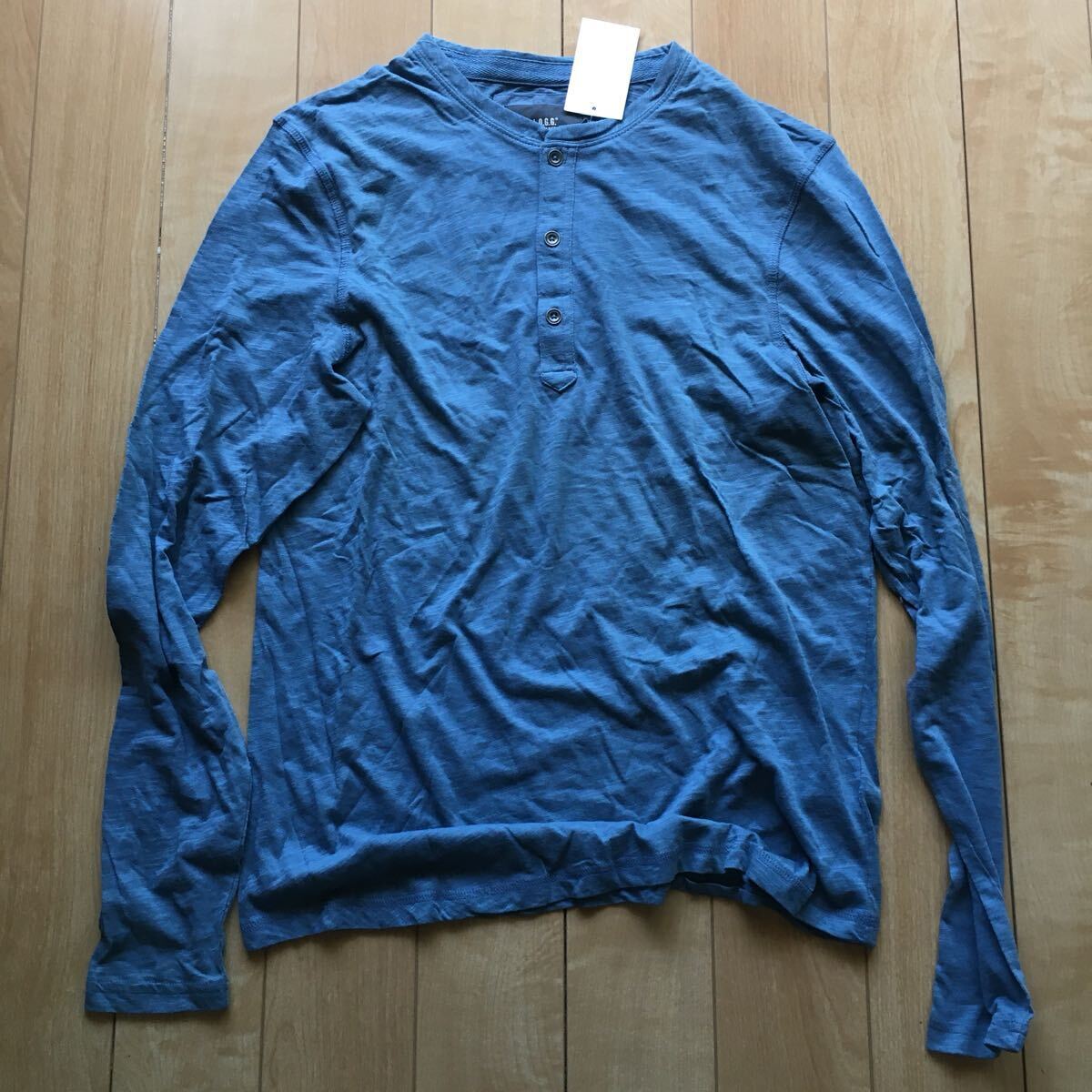 タグ付き エイチアンドエム ヘンリーネックTシャツ 236-1-12 メンズ ブルー拍卖