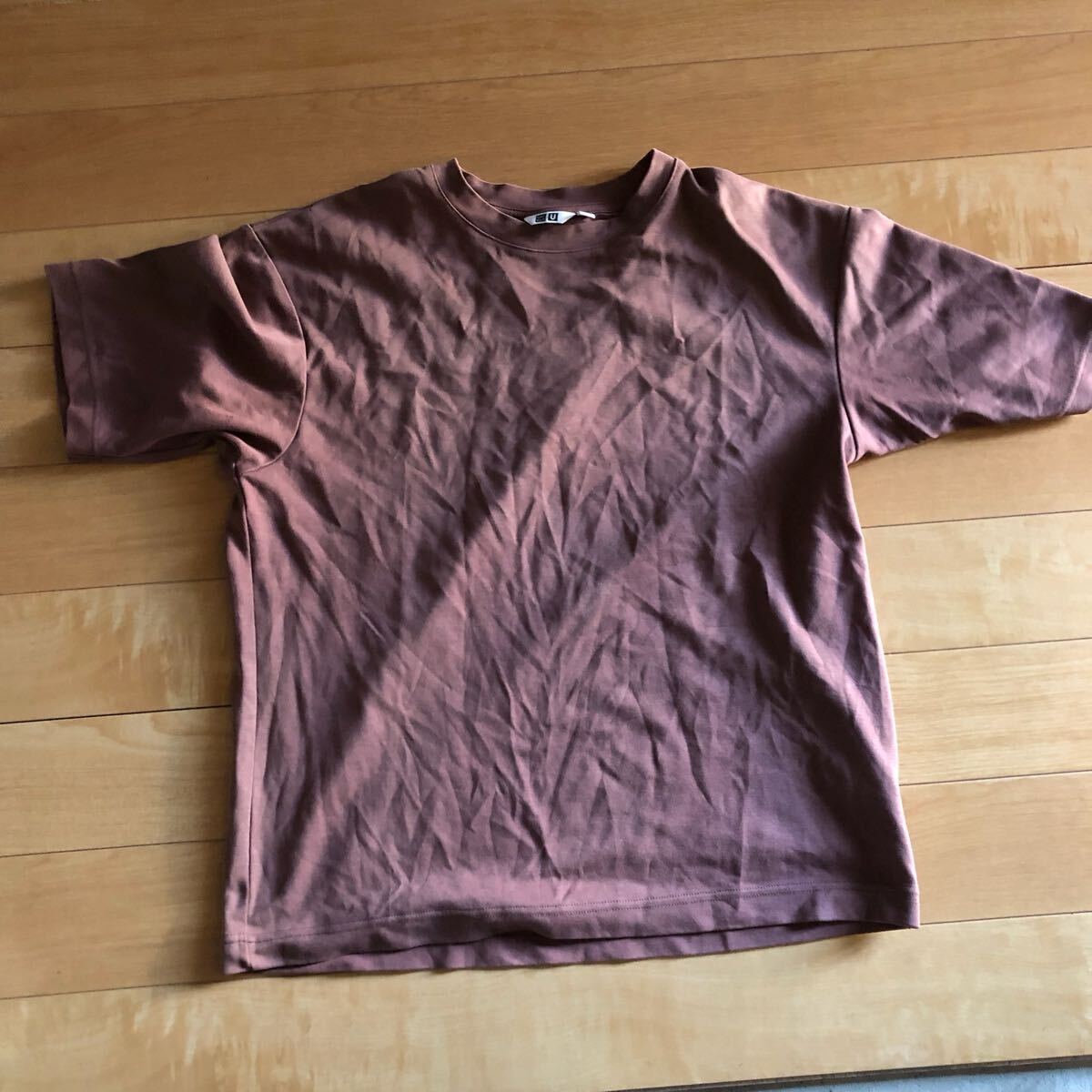 ユニクロ エアリズムコットンオーバーサイズTシャツ 229-1-28 メンズ M ブラウン拍卖