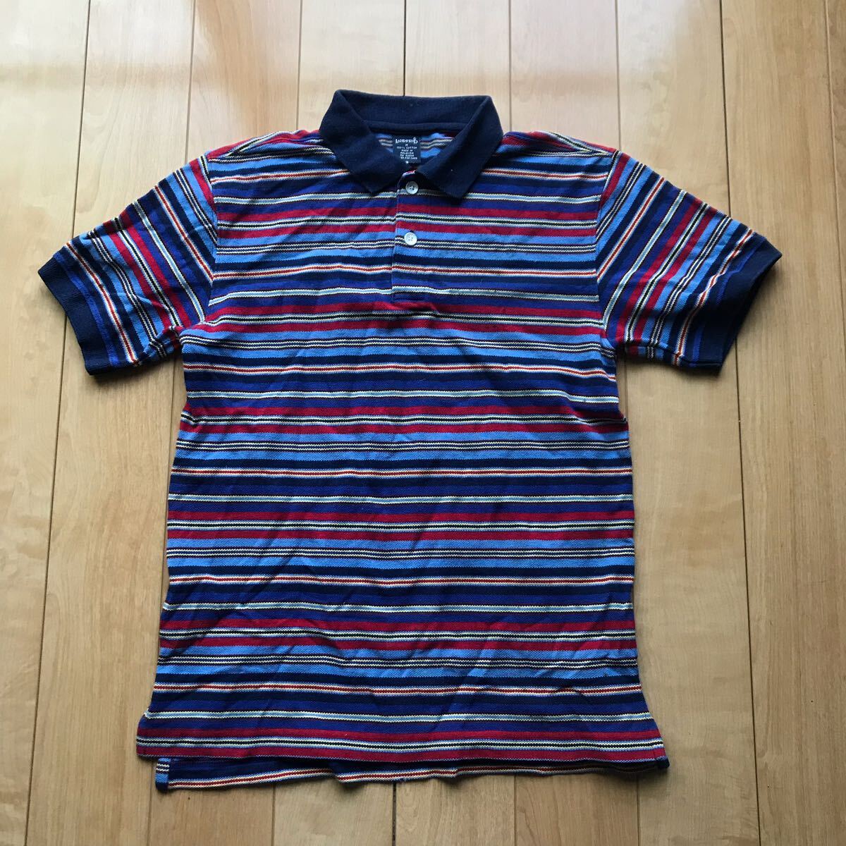 ランズエンド ボーダーポロシャツ 125-1-330 メンズ M拍卖