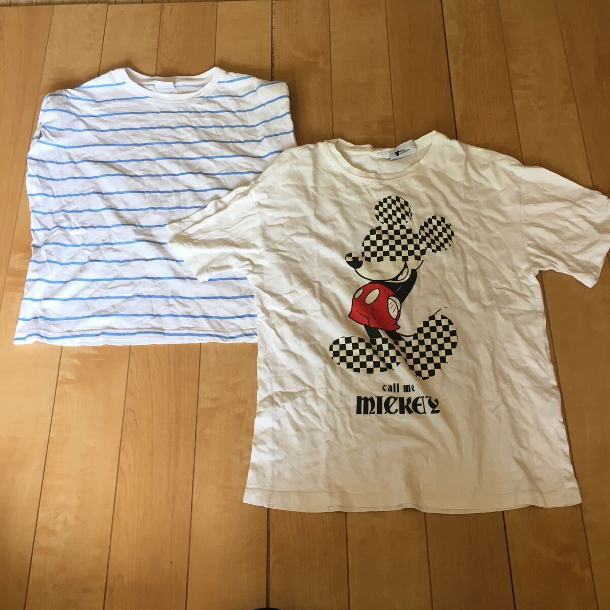 ザラ トップス2枚セット 231-1-99 ホワイト ブルー ボーダー ミッキー 140cm拍卖