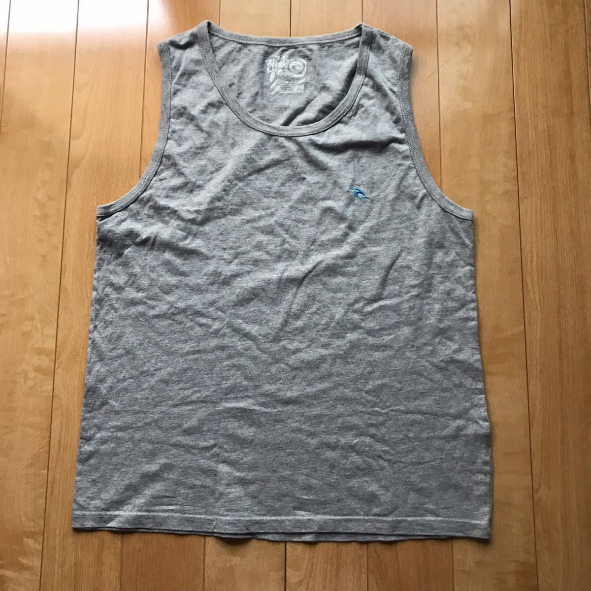 リップクール タンクトップ 裾ロゴ ワンポイント 刺繍 グレー ブルー RIPCURL メンズ拍卖