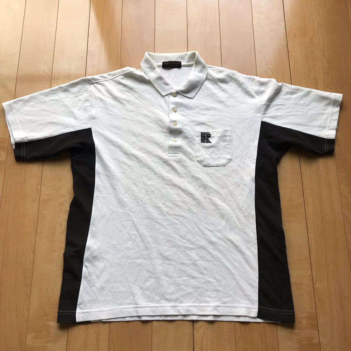 リバーコース ポロシャツ 122-1-313 メンズ LL ホワイト ブラック ゴルフ拍卖