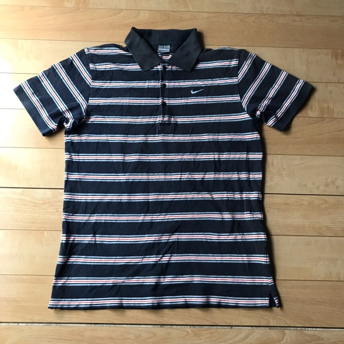 ナイキ ボーダーポロシャツ 094-1-344 メンズ L ブラック グレー オレンジ ホワイト拍卖