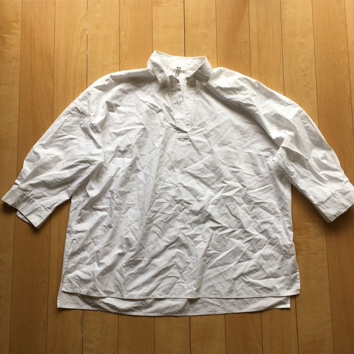 ユニクロ コットンリラックススキッパーシャツ 237-1-62 レディース ホワイト拍卖