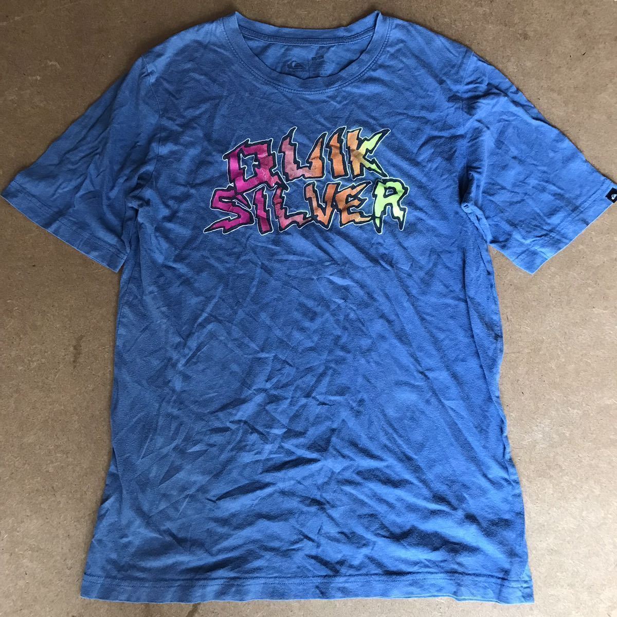 7-6 クイックシルバー ロゴTシャツ ブルー メンズL ブルー Quiksilver Tee拍卖