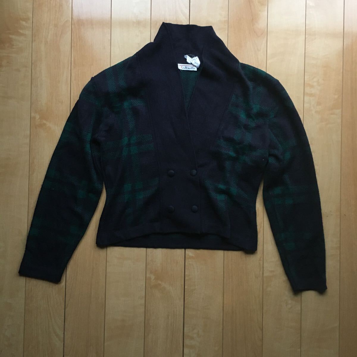 タルボット ショールカラーカーディガン 521-1-414 レディース S グリーン チェック拍卖