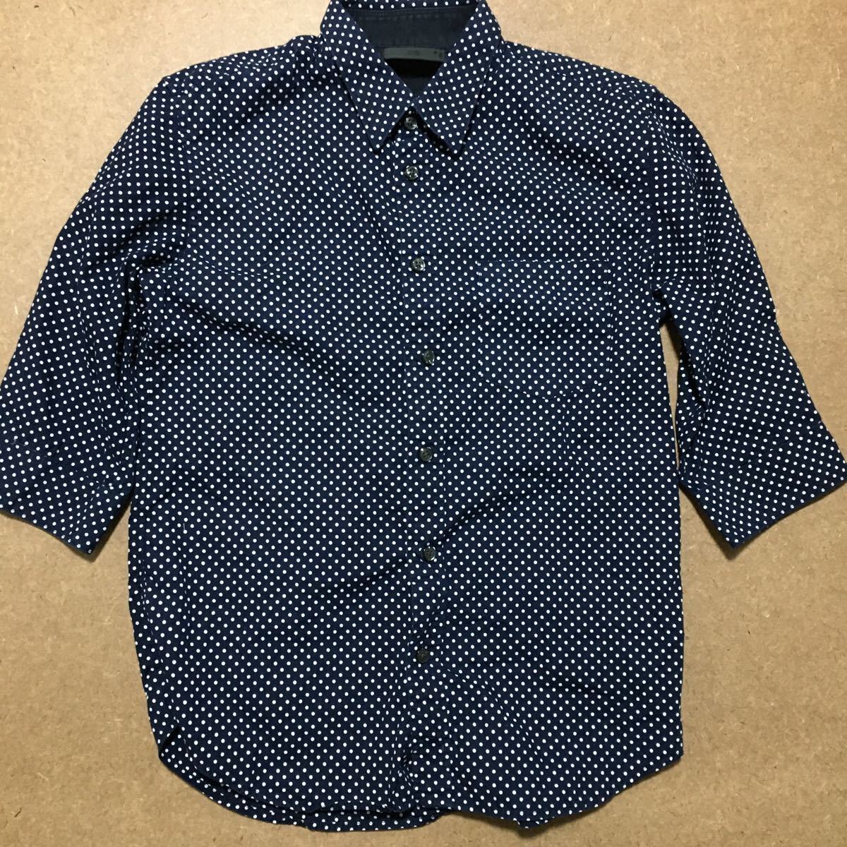 HARE ハレ 水玉 シャツ 5部丈 ネイビー ホワイト 紺 白拍卖