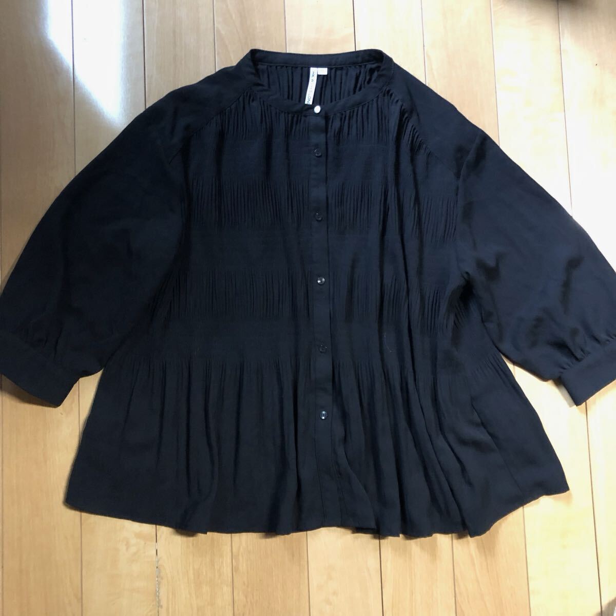 HK WORKS LONDON ギャザーブラウス 232-1-57 レディース LL ブラック拍卖